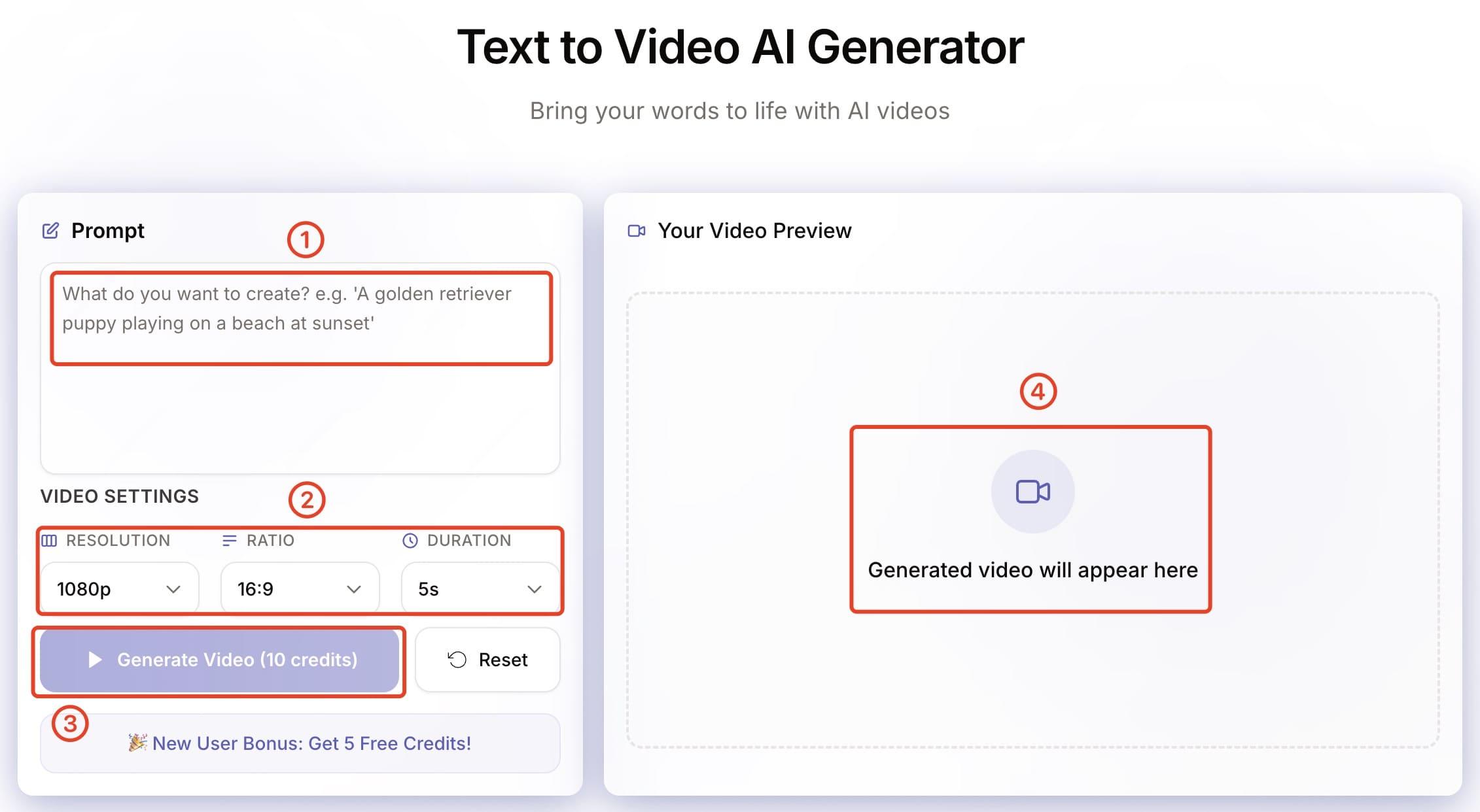 Text to video process illustration