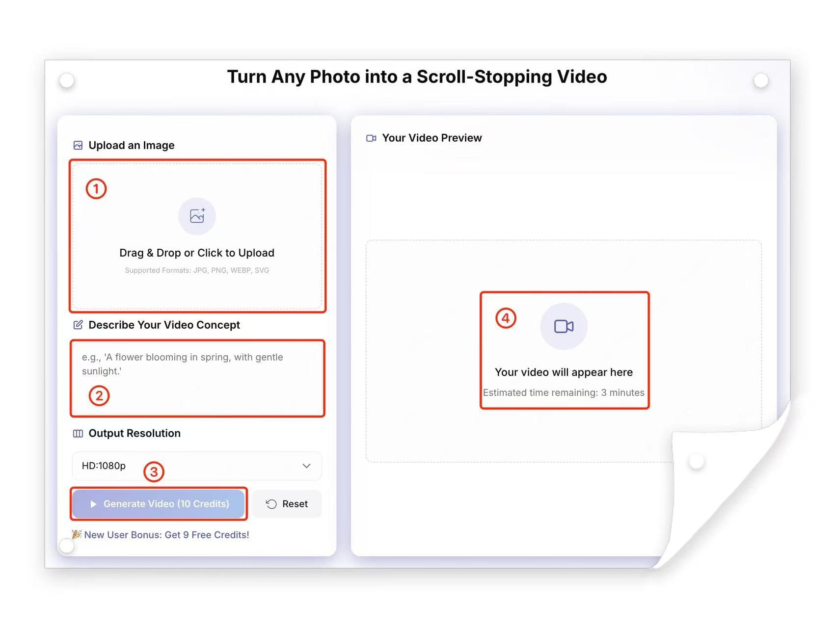 VidSparkle AI Image to Video Generation Process